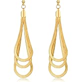 AOLIMI Gold Teardrop Dangle Earrings for Women Multi Layer Long Tassel Dangle Earrings Trendy Classic Jewelry