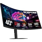 New! Sceptre Curved 39.7-inch 5K2K 5120 x 2160 UHD+ Prime Gaming Monitor up to 180Hz 1000R 1ms DisplayPort X2 HDMI X2 Build-in Speakers, Height Adjustable Machine Black 2027 (C415B-UUS360 Series)
