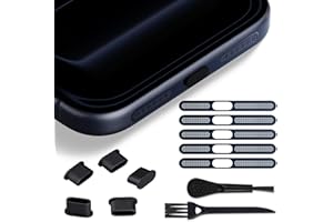 IKAMMO 5 PCS USB C Speaker Dust Cover for iPhone 17 Pro Max Earpiece Speaker Mesh Anti Dust Proof Adhesive Cover, Type C Dust Plugs Port Protector