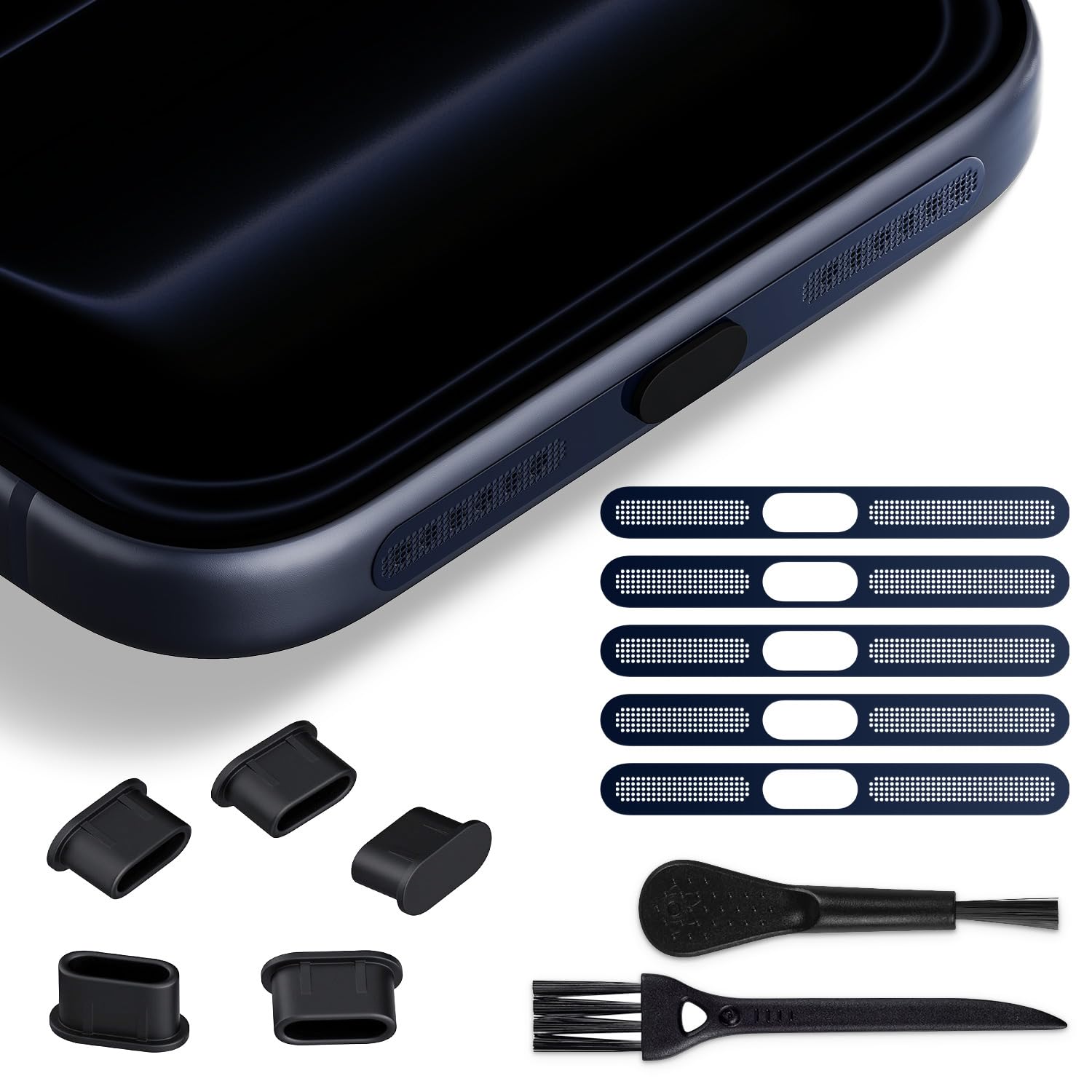 Photo 1 of 5 PCS USB C Speaker Dust Cover for iPhone 17 Pro Max Earpiece Speaker Mesh Anti Dust Proof Adhesive Cover, Type C Dust Plugs Port Protector