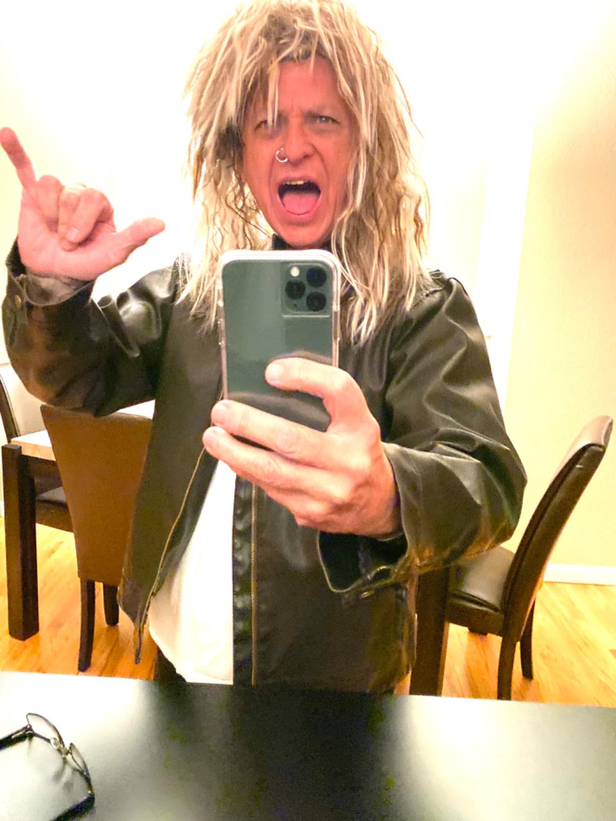 $4/mo - Finance 70s 80’s Mens Rocker Wig + Tattoos Costume Set. Glam ...