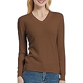 Urban CoCo Women's V Neck Long Sleeve Solid Classic Knit Pullover Sweater Tops