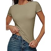 BESTPOEM Short Sleeve Ribbed Crew Neck Tops for Women Summer Tigth Fit T Shirts Going Out Cute Workout Tees 2025