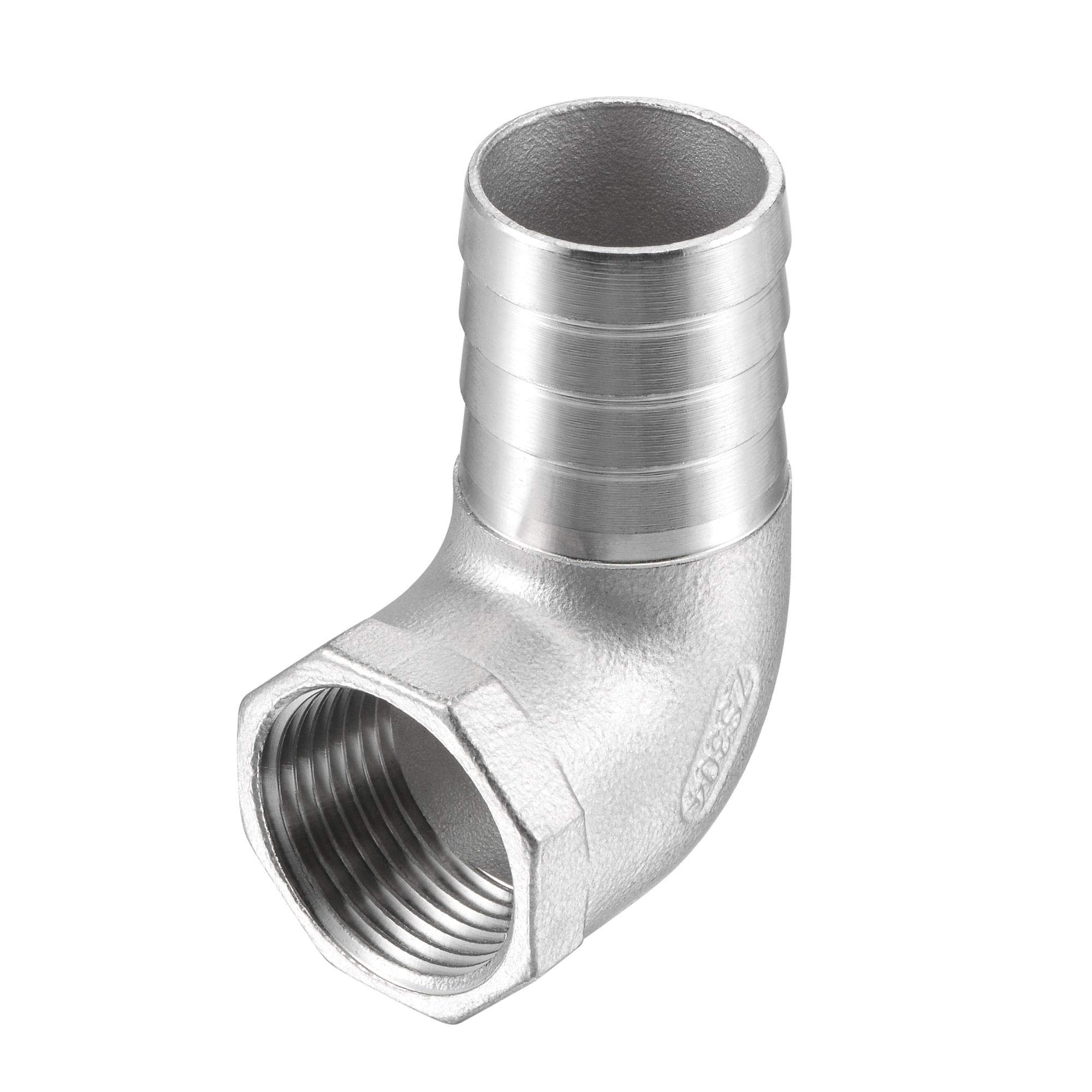 sourcing map 304 Stainless Steel Hose Barb Fitting Elbow, 32mm Barbed x 1" NPT Female Pipe Connector Adapter for Water Fuel Air