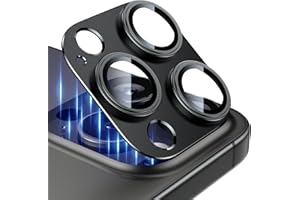 Esanik Upgrade 2 Pack for iPhone 15 Pro/iPhone 15 Pro Max Camera Lens Protector, Aluminum Alloy Metal matte Case Tempered Glass Camera Screen Cover, Scratch Resistant Case Friendly (Black)