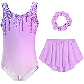 Idgreatim Girls Gymnastic Leotard Ballet Dance Dress Outfit with Removable Skirt Hair Scrunchie Combo 4-11 Years