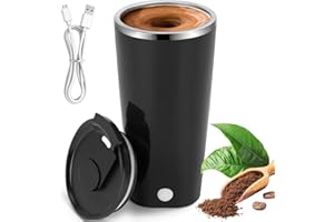 Yummy Sam Self Stirring Coffee Mug, 13.5 Oz Rechargeable Milk Coffee Mixing Cup, Electric Automatic Cocoa Hot Chocolate Juice Mixer Tumbler with Lid for Home Office Traveling Gym (Black)