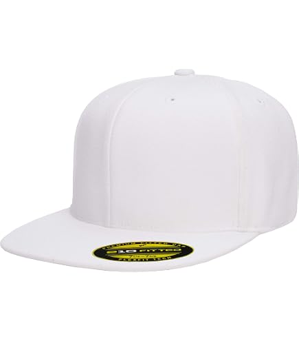 Flexfit 110® Flat Bill Snapback Cap One Size White at Amazon Men's