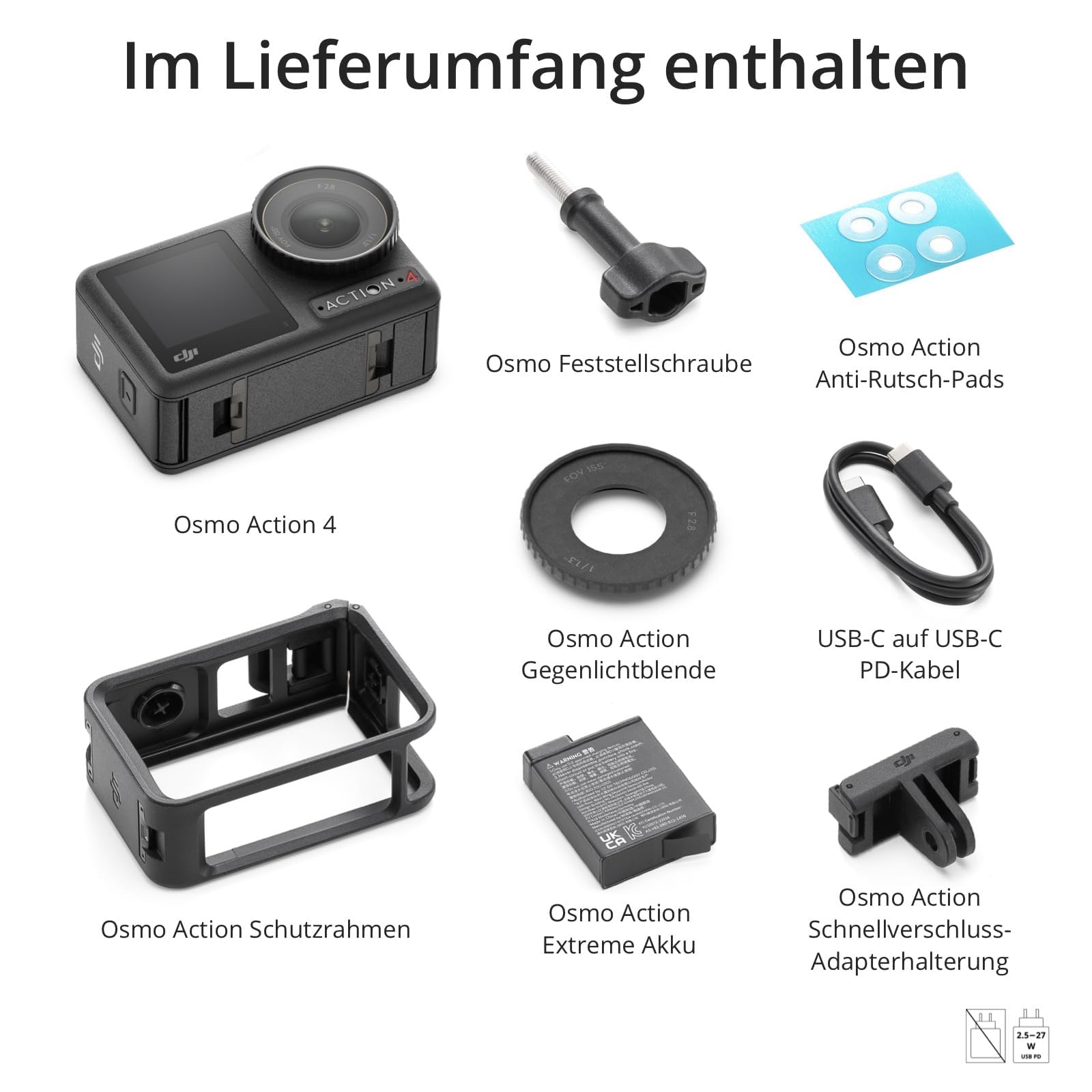 DJI Osmo Action 4 Essential-Combo, 4K/120fps Action Cam mit 1/1,3-Zoll-Sensor, Unterwasserkamera, Atemberaubende Low-Light-Aufnahmen, 10-Bit und D-Log M-Farbleistung, Langlebiger 1.770 mAh Akku 8