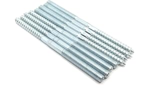 Haozheng Hanger Bolt M8x130 Silvery Double Headed Bolt Self-Tapping Screw with Hexagon for Furniture 8Pcs