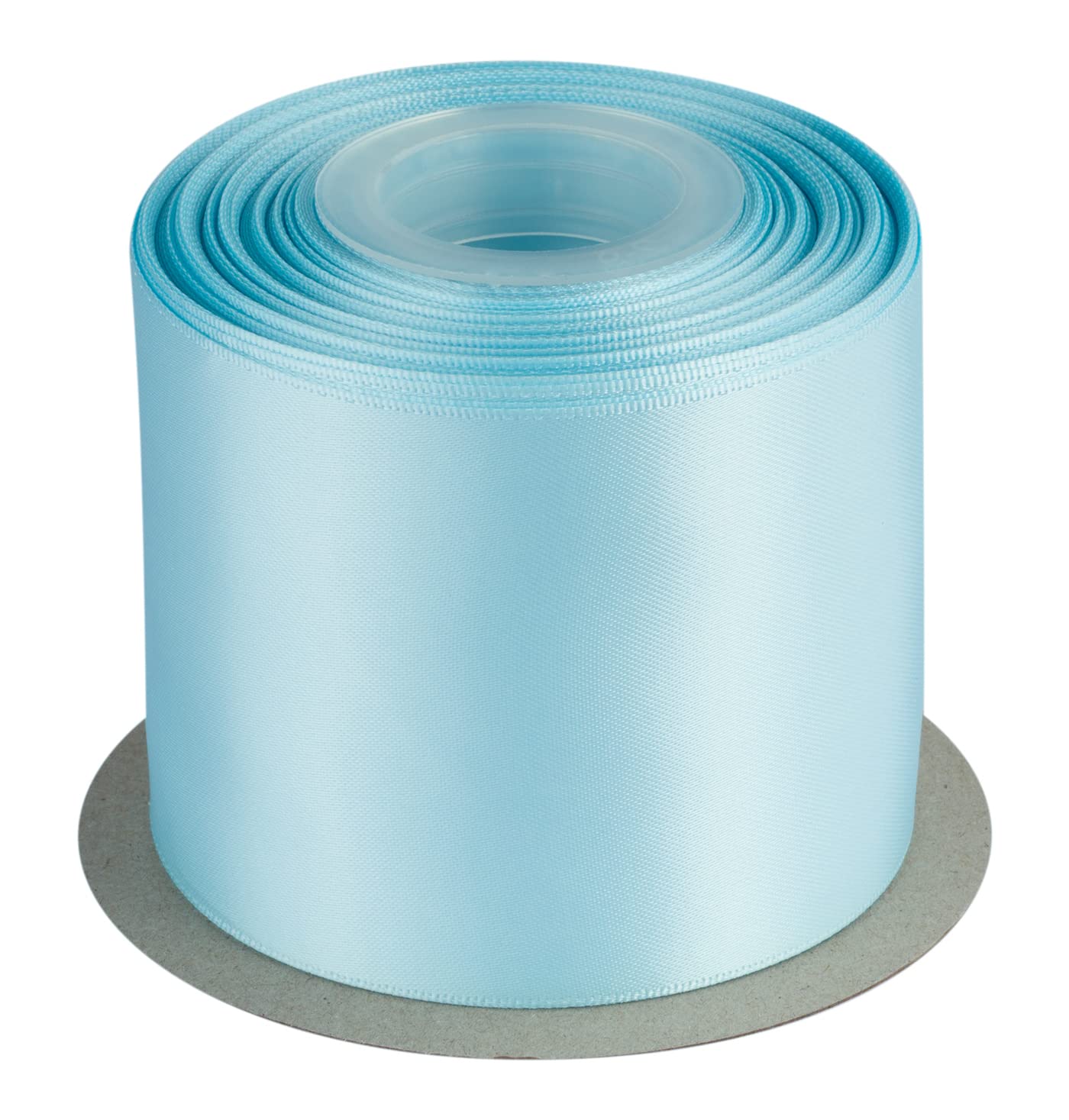 Double Faced Satin Ribbon, 75mm X 22M, Solid Polyester Craft Ribbon, Perfect for Gift Wrapping, Crafts, Wedding Party Ceremony Decoration, Floral Arrangement, Sewing (Lt. Blue) — image 1