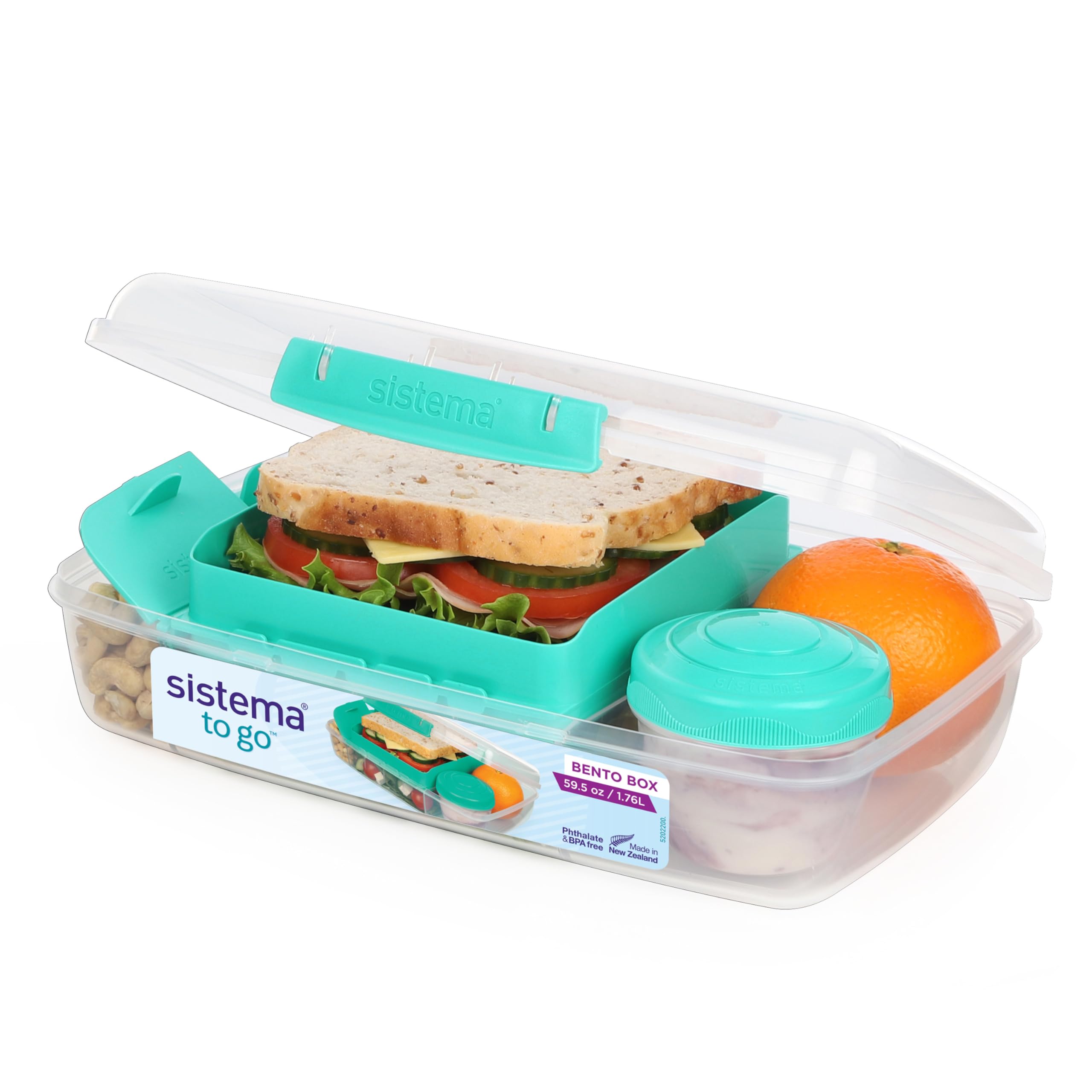 Sistema Bento Box to Go with Fruit/Yogurt Pot, 1.76 L-Assorted Colours
