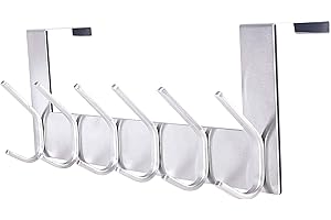 SKOLOO Over The Door Hook Brushed Nickel, Door Coat Rack for Entryway, Over Door Towel Hook for Bathroom, Stainless Steel Door Coat Hook for Hanging Backpack, Jacket, Robes, Purse