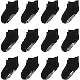 HYzgb 12 Pack Non Slip Kids Toddler Baby Socks with Grips 1-7 Years Boys Girls Cotton Ankle Socks Multi Colors