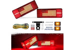 Gonice 12V LED Trailer Light Kit - Unique Flag Design, Submersible Boat Trailer Lights with Extra Brightness for Camper Truck RV Marine Snowmobile, IP68 Waterproof, DOT Compliance
