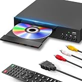 DVD Player for Smart TV,Region-Free,DVD Players for TV,HDMI &amp; RCA Playback | Compact CD/DVD Player with Remote,PAL/NTSC Compatible,A‑B repeat,1080P HD HDMI with USB Playback,All-Region Disc Support