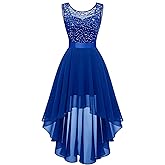 BeryLove Sequin Wedding Guest Formal Cocktail Dresses Prom Party Lace High Low Bridesmaid Elegant Dress