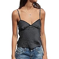 Amazon.com: Women Silk Crop Cami Top Y2k Polka Dot Spaghetti Strap