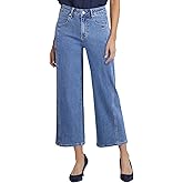 Astylish Womens High Waisted Jeans Stretchy Wide Straight Leg Loose Trendy Split Seam Cropped Denim Pants