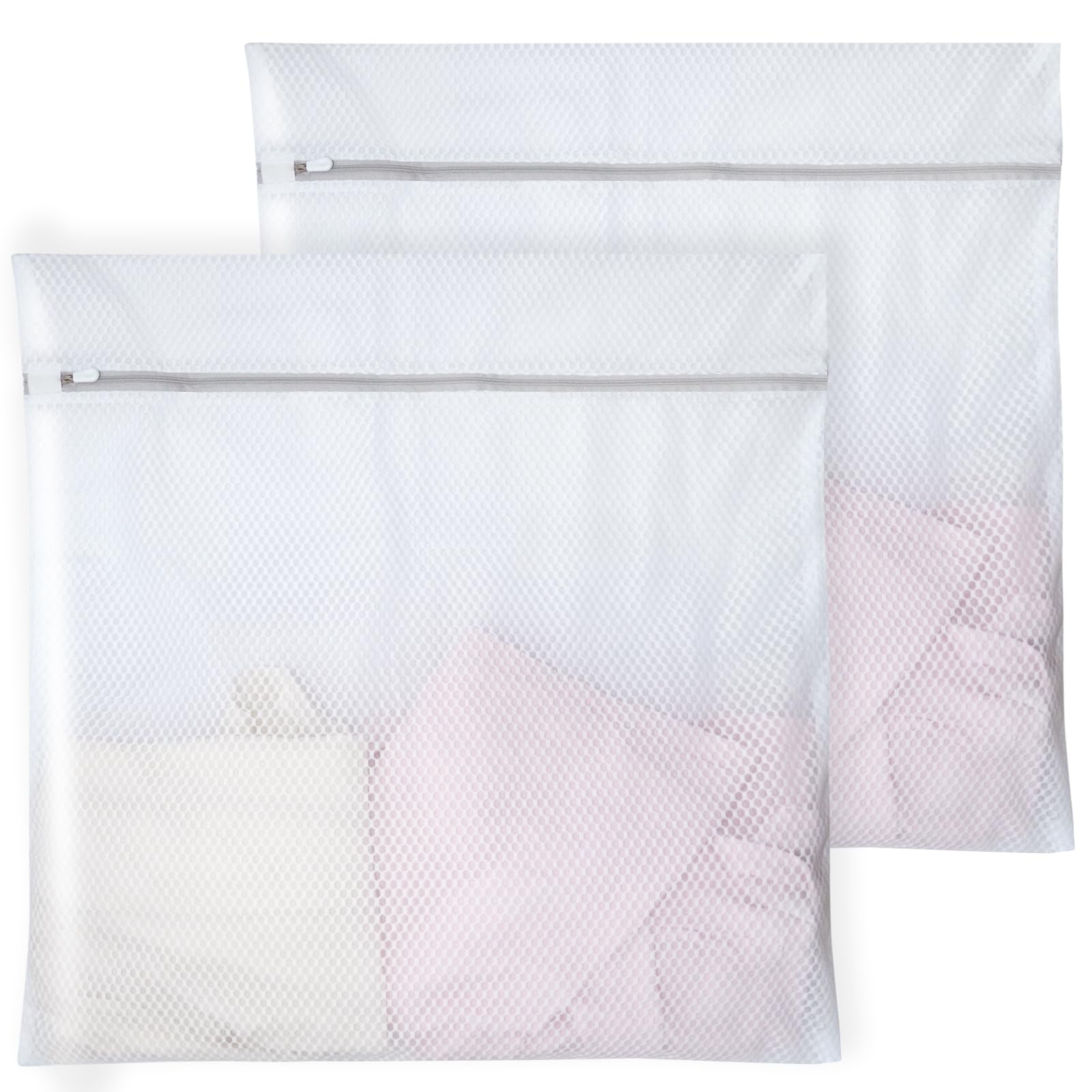 Photo 1 of (2 PCS) Large 24x24" Honeycomb Mesh Laundry Bags - Delicates, Lingerie, Bra, Garment Wash - Durable Mesh Wash Bags for Washing Machine - Travel & Laundry Room Organization
