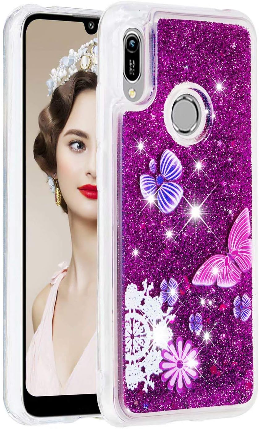 Huawei Y6 2019 Case,Floating Dynamic Liquid Glitter Bling Quicksand Sparkle Stars Soft TPU Edge Hard PC Case for Huawei Y6 2019 / Huawei Honor 8A(caihui4)