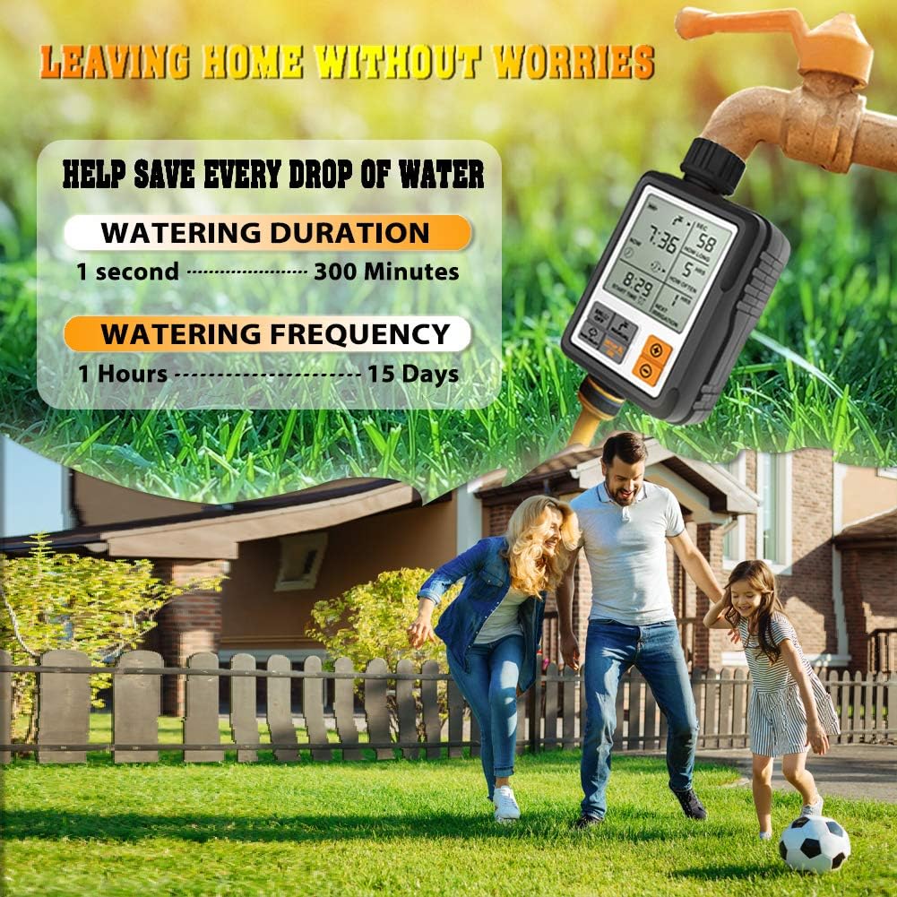 CROSOFMI Sprinkler Timer Digital Programmable Garden Lawn Hose Faucet Water Timer Irrigation System Controller/Child Lock Mode/Auto&Manual Mode/Rain Delay/3 Inches Large Screen/IP65-UPGRADE: Home & Kitchen