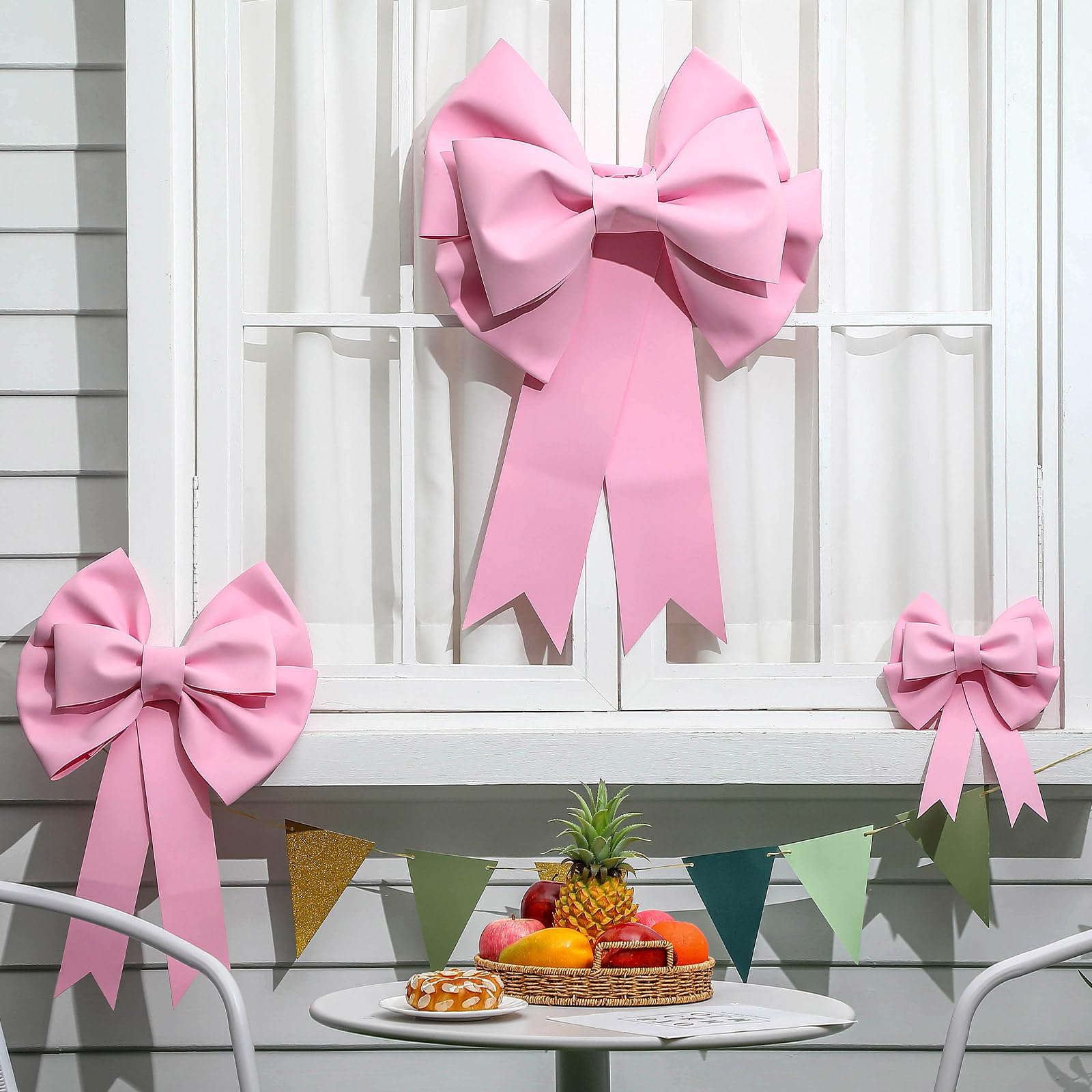 Photo 1 of Giegxin 3 Pack Big Pink Bow Large Bows for Decoration 12 Inch 20 Inch 30 Inch 3D Wrapping Bow Cake Box Basket Decoration Giant Bow for Car Wreath Crafts Wedding Birthday Party Decor, No Assembly