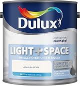 Dulux Light and Space Matt Emulsion Paint Absolute White 2.5L Walls Ceilings view 2