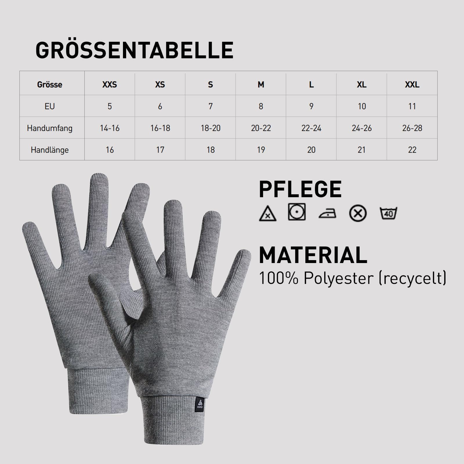 Odlo Sporthandschuhe Herren Damen Active Warm I Unterziehhandschuhe I Ski Handschuhe Sporthandschuhe I Unisex 6