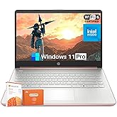 HP 14 Inch Student Business Laptop, Intel N150 CPU, 14" Anti-Glare, 4GB RAM, 384GB Storage(128GB UFS+256GB MSD), Wi-Fi 6, Copilot AI, 1 Year Microsoft 365, Rose Gold, Windows 11 Pro,W/Mouse