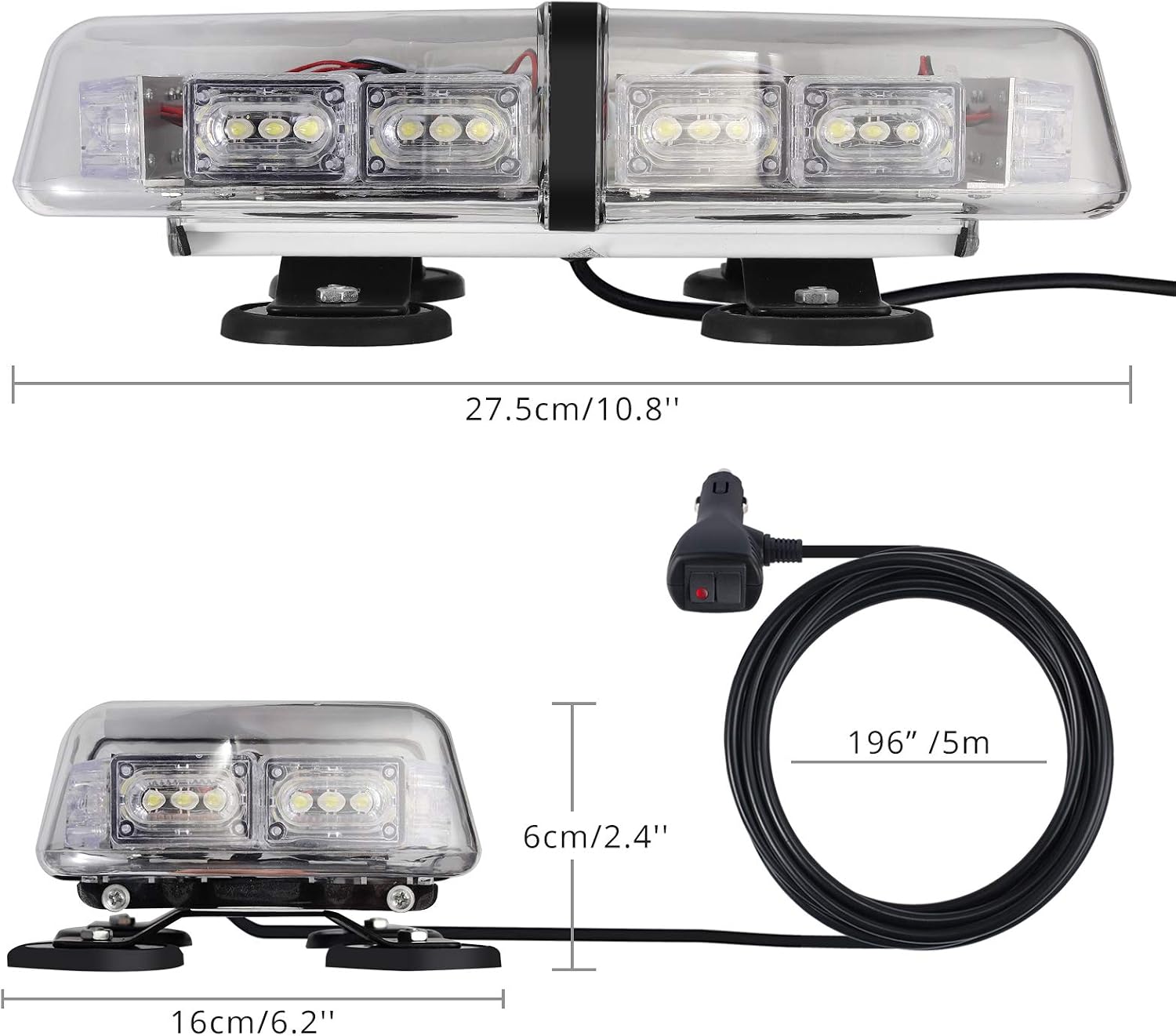 PROZOR Car Roof light 4PCS 12/24V Emergency Warning Strobe Light 36 LED 7 Modes MAGNETIC Beacon Strobe Light for Cars Truck SUV - Image 5