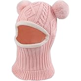 Winter Baby Knitted Hat Scarf Kids Boys Girls Hood Hats Toddler Earflap Beanie with Pompom