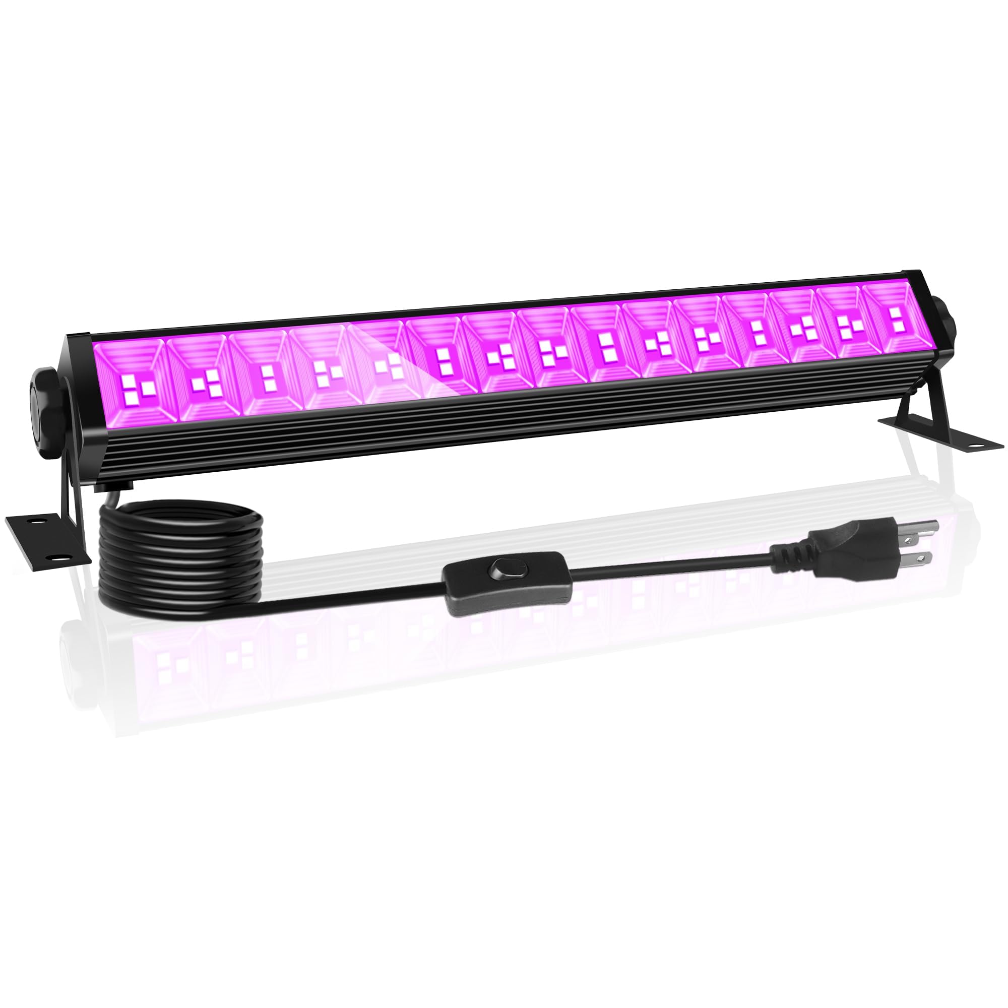 Photo 1 of Upgraded 42W LED Black Light Bar, Blacklight Flood Light with Plug+Switch+5.9ft Cord, Light Up 24x24ft Area, for Halloween Glow Fluorescent Party Bedroom Game Room Body Paint Stage Lighting