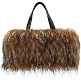 Lanpet Faux Fur Tote Bag for Women Winter Furry Handbag Unique Y2K Fluffy Plush Purse