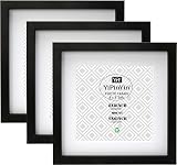 YiPinYin 8x8 Inch Photo Frame Set of 3 with Double Mounts 6x6 In Square Frames