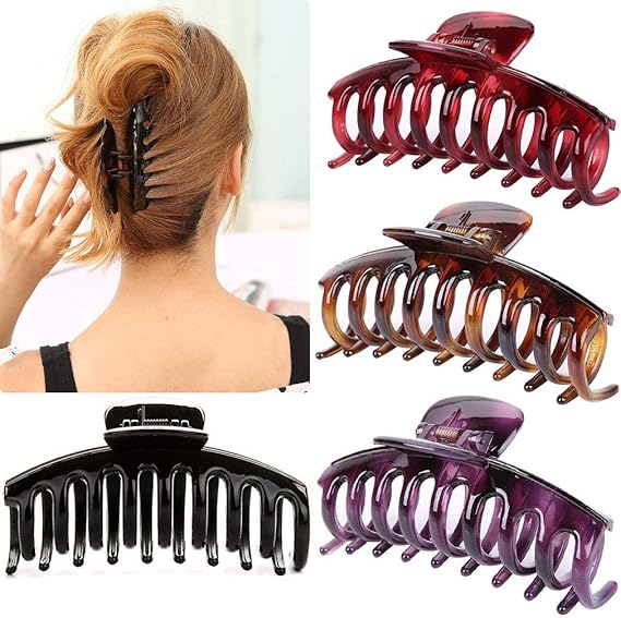 4 Pack Plastic Hair Claw Clips Large Hair Claw Banana Clips Accessories