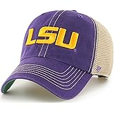 47 NCAA Trawler Primary Logo Team Color Mesh Trucker Clean Up Adjustable Hat, Adult One Size Fits All - LSU Tigers Purple