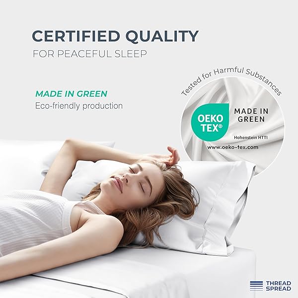 THREAD SPREAD 100% EGYPTIAN COTTON SHEETS CALIFORNIA KING SIZE – 1500 SERIES CAL KING SHEETS EGYPTIAN COTTON (4 PC, WHITE), SILKY SOFT, SATEEN WEAVE, COOLING & BREATHABLE, 17″ DEEP POCKET BED SET