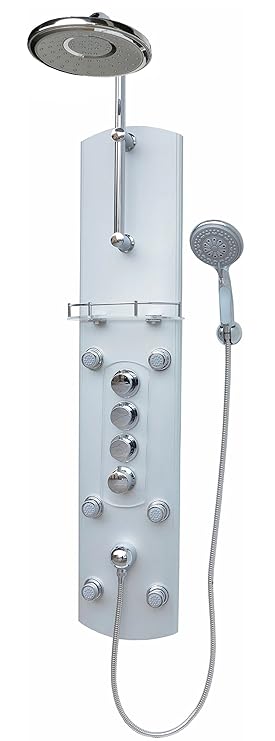 Thermostat Duschpaneel Brausepaneel Duschsäule Duschsystem große Regendusche runde Regenwald Dusche mit 6 Massagedüsen aus Al