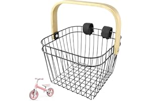 Mkuero Kids Bike Basket, Front Bike Basket for Boy and Girl, Metal Wire Children's Bicycle Basket, Cute Kids Bike Decorative Accessories for Kids Bikes, Balance Bikes, Scooters and Tricycles