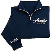 Chillever Personalized Embroidered Papa Quarter Zip Sweatshirt, Papa Shirt With Grandkids Names, Gifts For Father, Christmas