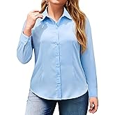 siliteelon Plus Size Button Down Shirts for Women Long Sleeve Dress Shirt Stretch Collared Shirt Work Office Blouse Top