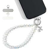 richginker Crystal Phone Wrist Strap Phone Charm Chain Keychain Beaded Cellphone Lanyard with Tether Tab Hands-Free Wristlet Bracelet Wrist Grip Strap for Women, W-Crystal AB