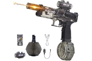 HOUSCLY Electric Water Gun for Adults Kids: Powerful Squirt Gun, Automatic high Powered Pressure Blaster watergun with Realistic Led Muzzle Flame,28-32 FT Range，Perfect Summer Gift Toys for Age 8-12