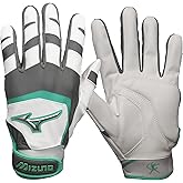 Mizuno Finch Women's Softball Padded Batting Glove | Adult Softball Batting Glove | White-Mint | Medium