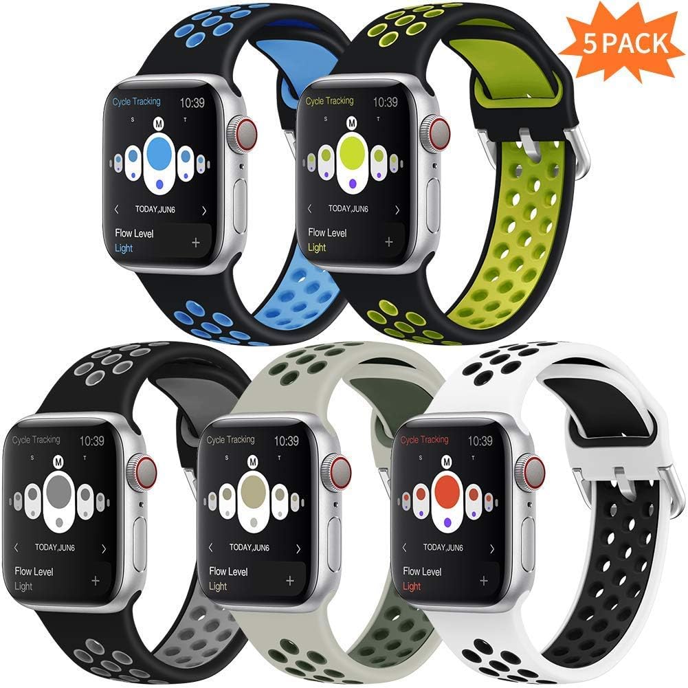 Kaome Sport Band Compatible with App le Watch Band 44mm 42mm Breathable Soft Silicone Replacement Wristband Women and Man for iWatch Series 5 4 3 2 1, Sport, Nike+ All Various Styles
