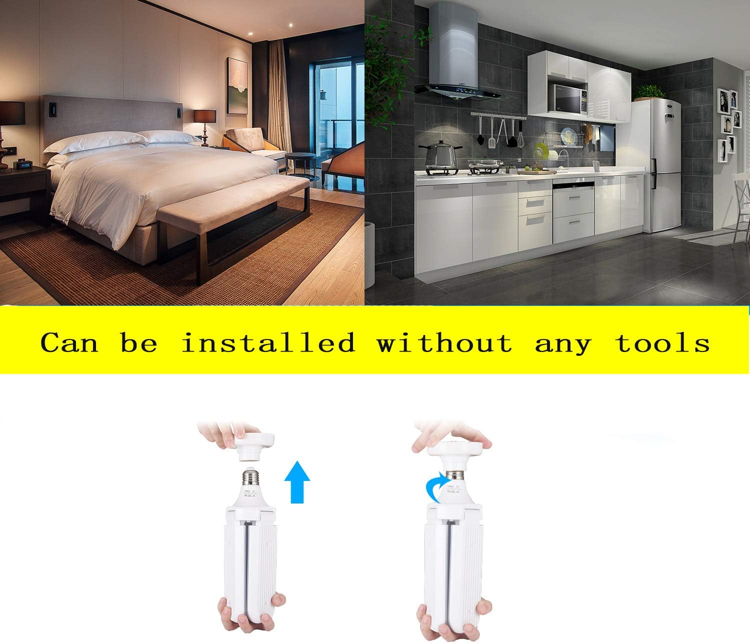 LED Garage Light Equivalent 400W, 5000LM 6000K Led Light Bulb, E27 Medium Base, Led Deformable Light, Workshop Light for Workshop, Workbench, Barn, Warehouse - - 