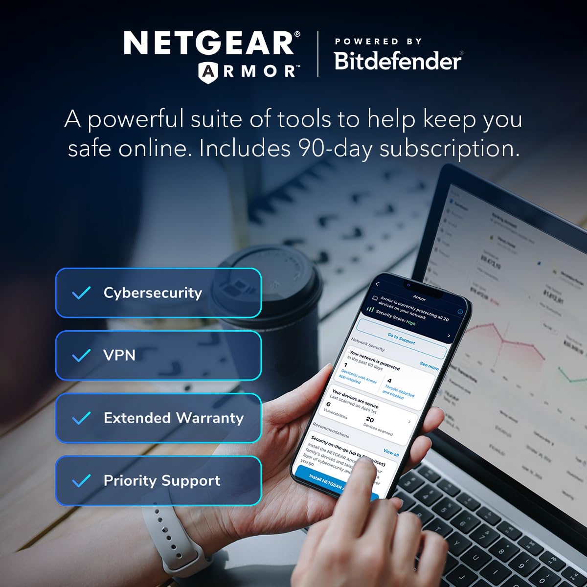 NETGEAR Nighthawk Modem Router Combo (CAX30S) DOCSIS 3.1 Cable Modem and WiFi 6 Router - AX2700 6.0 Gbps - Compatible with Xfinity, Spectrum, Cox, and More - Gigabit Wireless Internet - NETGEAR Armor