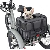 Sunnymove Tricycle Dog Bag for Puppy Cats up to 22 lb, Waterproof Polyester | Rear Basket Bag for E-trike, Mesh Ventilation &amp; Secure Straps, Foldable, Quick-release Pannier, 19 x 11.4 x 12.2 Inches