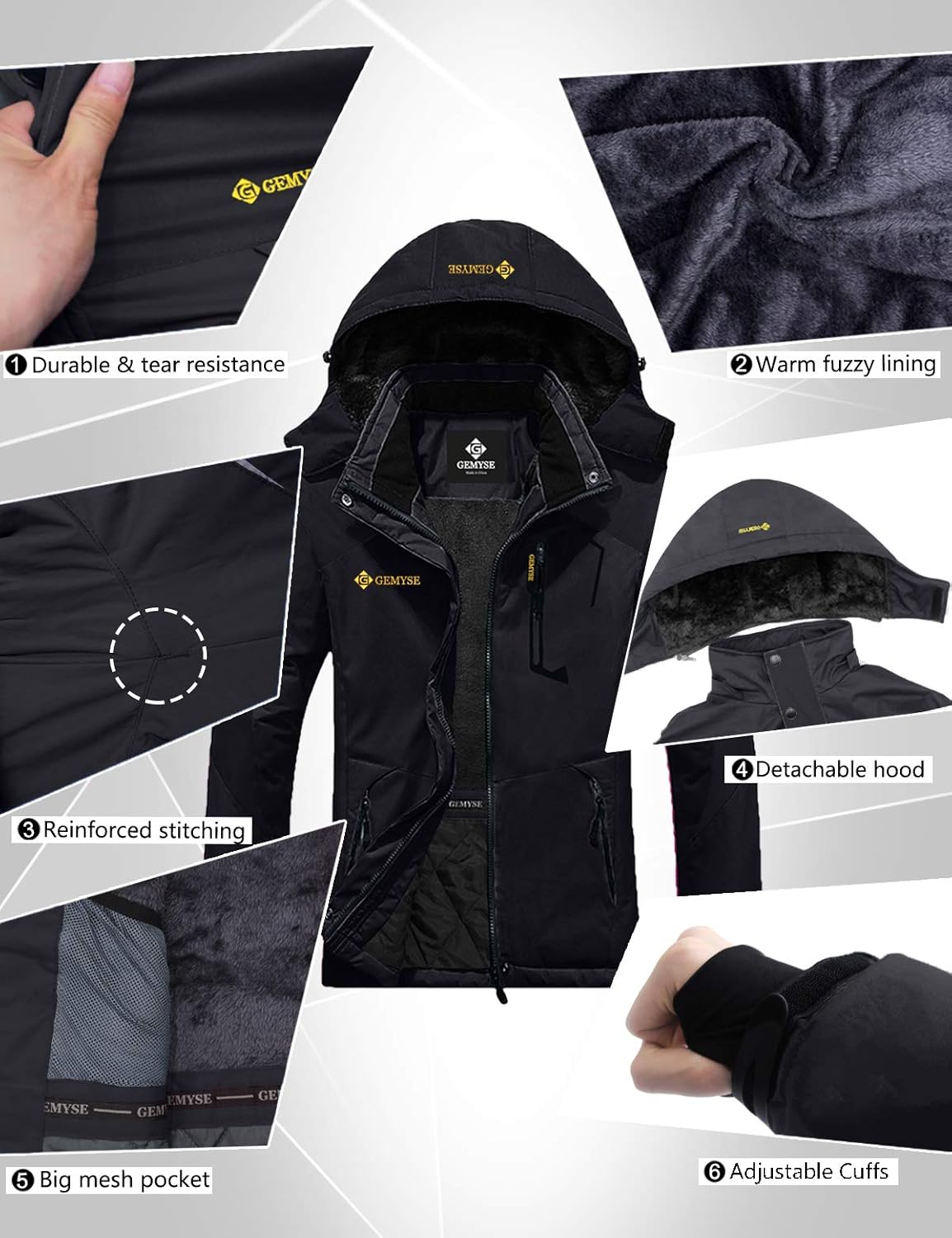 GEMYSE Women's Mountain Waterproof Ski Snow Jacket Winter Windproof Rain Jacket: Clothing